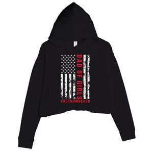 Patriotic Dad Of Girls Outnumbered American Flag Apparel Crop Fleece Hoodie