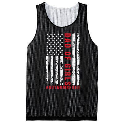 Patriotic Dad Of Girls Outnumbered American Flag Apparel Mesh Reversible Basketball Jersey Tank