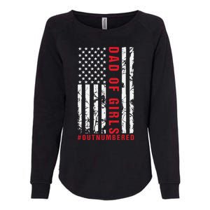 Patriotic Dad Of Girls Outnumbered American Flag Apparel Womens California Wash Sweatshirt