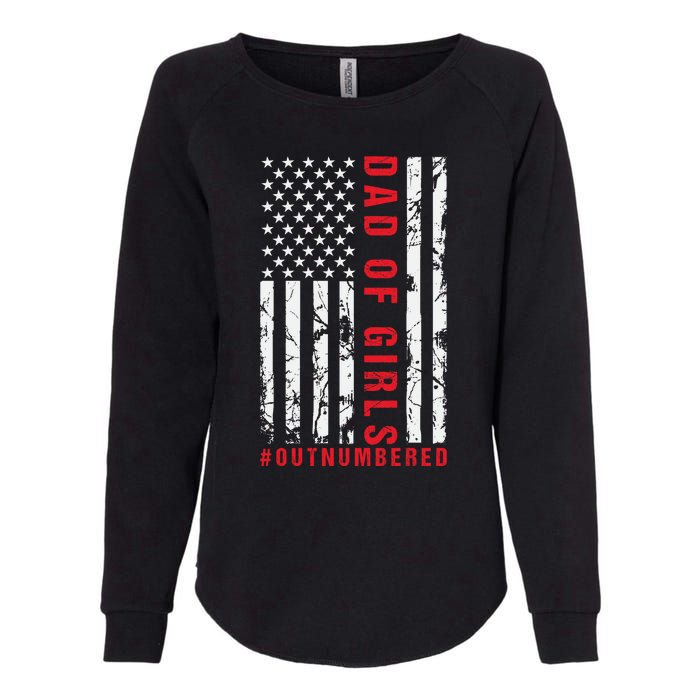 Patriotic Dad Of Girls Outnumbered American Flag Apparel Womens California Wash Sweatshirt