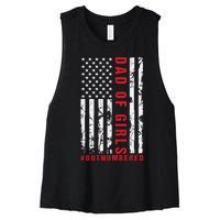 Patriotic Dad Of Girls Outnumbered American Flag Apparel Women's Racerback Cropped Tank