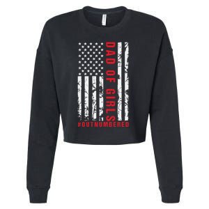 Patriotic Dad Of Girls Outnumbered American Flag Apparel Cropped Pullover Crew