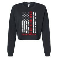 Patriotic Dad Of Girls Outnumbered American Flag Apparel Cropped Pullover Crew