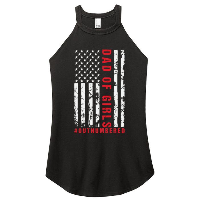 Patriotic Dad Of Girls Outnumbered American Flag Apparel Women's Perfect Tri Rocker Tank