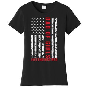 Patriotic Dad Of Girls Outnumbered American Flag Apparel Women's T-Shirt