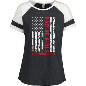 Patriotic Dad Of Girls Outnumbered American Flag Apparel Enza Ladies Jersey Colorblock Tee