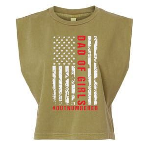 Patriotic Dad Of Girls Outnumbered American Flag Apparel Garment-Dyed Women's Muscle Tee