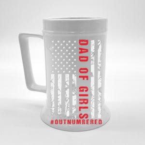 Patriotic Dad Of Girls Outnumbered American Flag Apparel Beer Stein