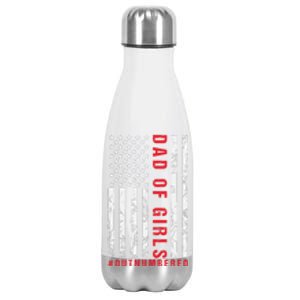 Patriotic Dad Of Girls Outnumbered American Flag Apparel Stainless Steel Insulated Water Bottle