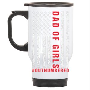 Patriotic Dad Of Girls Outnumbered American Flag Apparel Stainless Steel Travel Mug