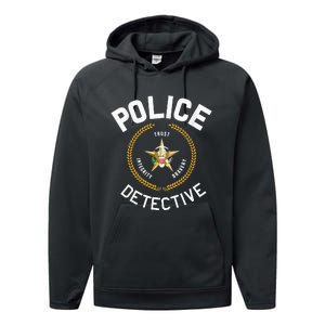 Police Detective Officer Badge Uniform LEO Cops Performance Fleece Hoodie