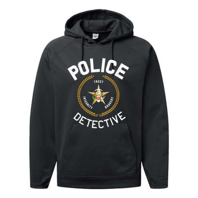 Police Detective Officer Badge Uniform LEO Cops Performance Fleece Hoodie