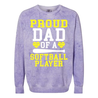 Proud Dad Of A Softball Player Dad Gift Colorblast Crewneck Sweatshirt