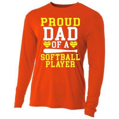 Proud Dad Of A Softball Player Dad Gift Cooling Performance Long Sleeve Crew