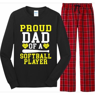 Proud Dad Of A Softball Player Dad Gift Long Sleeve Pajama Set