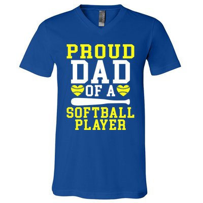 Proud Dad Of A Softball Player Dad Gift V-Neck T-Shirt