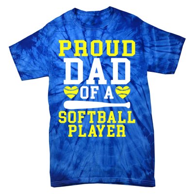 Proud Dad Of A Softball Player Dad Gift Tie-Dye T-Shirt