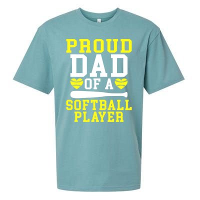 Proud Dad Of A Softball Player Dad Gift Sueded Cloud Jersey T-Shirt