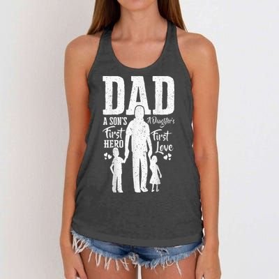 Proud Dad Of Twins Best Fathers Day Gift From Son Women's Knotted Racerback Tank