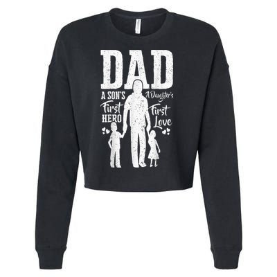 Proud Dad Of Twins Best Fathers Day Gift From Son Cropped Pullover Crew