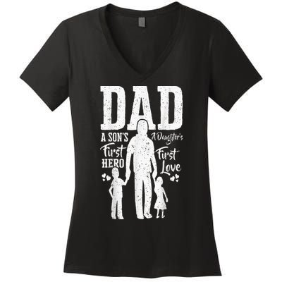 Proud Dad Of Twins Best Fathers Day Gift From Son Women's V-Neck T-Shirt