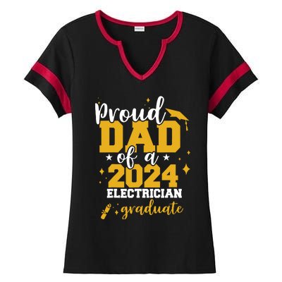 Proud Dad Of A Class Of 2024 Electricians Graduate Senior Ladies Halftime Notch Neck Tee