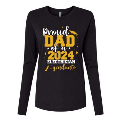 Proud Dad Of A Class Of 2024 Electricians Graduate Senior Womens Cotton Relaxed Long Sleeve T-Shirt