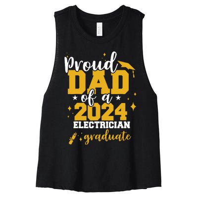 Proud Dad Of A Class Of 2024 Electricians Graduate Senior Women's Racerback Cropped Tank