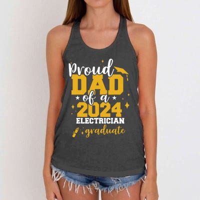 Proud Dad Of A Class Of 2024 Electricians Graduate Senior Women's Knotted Racerback Tank