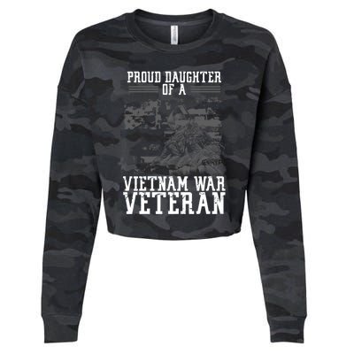 Proud Daughter Of A Vietnam War Veteran Soldier Veteran Day Cute Gift Cropped Pullover Crew