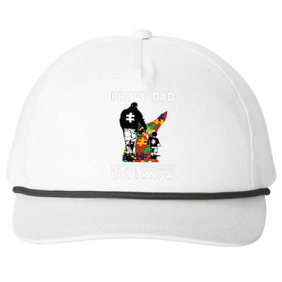 Proud Dad Of The Toughest Boy I Know Autism Awareness Snapback Five-Panel Rope Hat