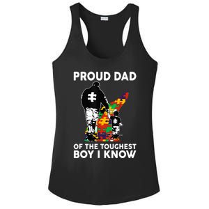 Proud Dad Of The Toughest Boy I Know Autism Awareness Ladies PosiCharge Competitor Racerback Tank