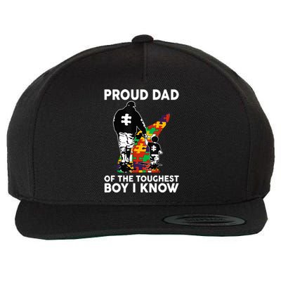 Proud Dad Of The Toughest Boy I Know Autism Awareness Wool Snapback Cap