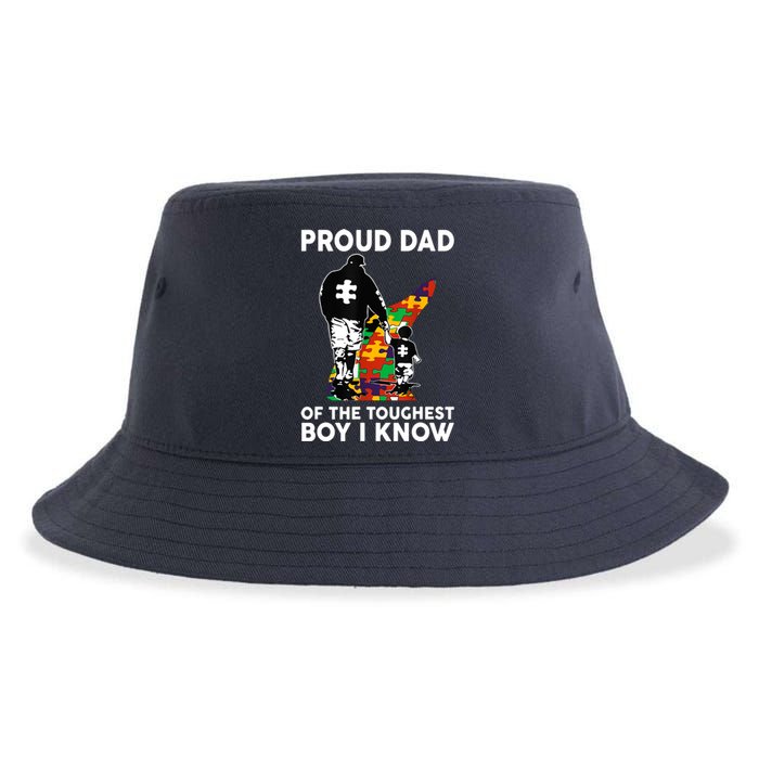 Proud Dad Of The Toughest Boy I Know Autism Awareness Sustainable Bucket Hat