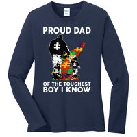 Proud Dad Of The Toughest Boy I Know Autism Awareness Ladies Long Sleeve Shirt