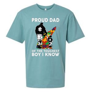 Proud Dad Of The Toughest Boy I Know Autism Awareness Sueded Cloud Jersey T-Shirt