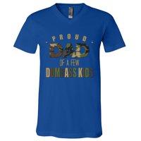 Proud Dad Of A Few Dumbass Sarcastic Daddy Gift Funny Gift V-Neck T-Shirt