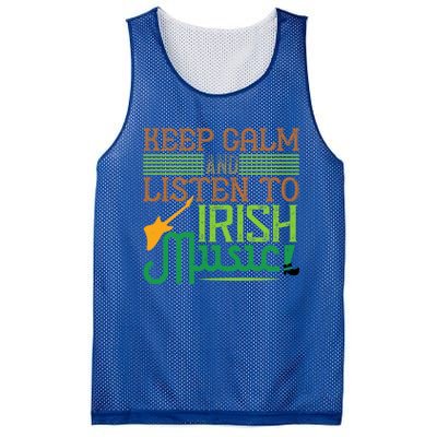 Patrick's Day Outfit Funny Gift Stay Calm And Listen To Irish Music Gift Mesh Reversible Basketball Jersey Tank