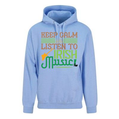 Patrick's Day Outfit Funny Gift Stay Calm And Listen To Irish Music Gift Unisex Surf Hoodie