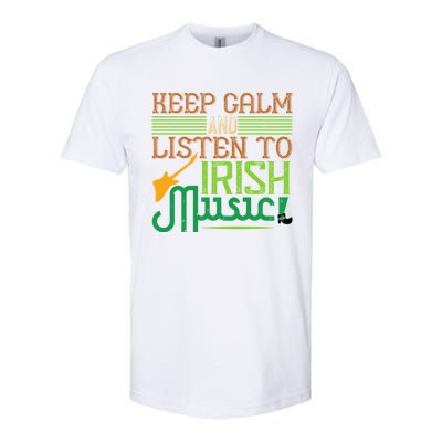 Patrick's Day Outfit Funny Gift Stay Calm And Listen To Irish Music Gift Softstyle CVC T-Shirt