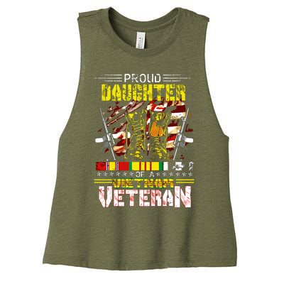 Proud Daughter Of A Vietnam Veteran Vietnam War Vet Women's Racerback Cropped Tank