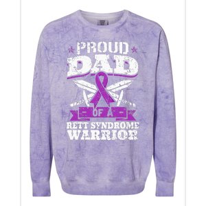 Proud Dad Of A Rett Syndrome Warrior RTT Awareness Daddy Colorblast Crewneck Sweatshirt