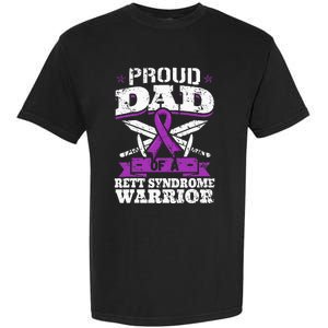 Proud Dad Of A Rett Syndrome Warrior RTT Awareness Daddy Garment-Dyed Heavyweight T-Shirt