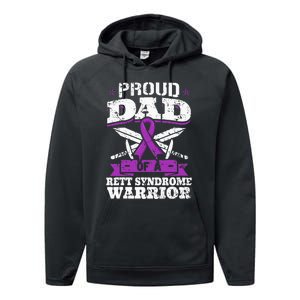 Proud Dad Of A Rett Syndrome Warrior RTT Awareness Daddy Performance Fleece Hoodie