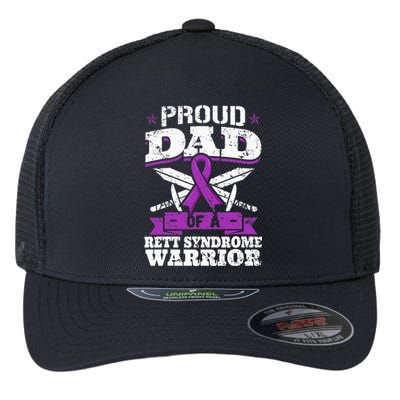 Proud Dad Of A Rett Syndrome Warrior RTT Awareness Daddy Flexfit Unipanel Trucker Cap