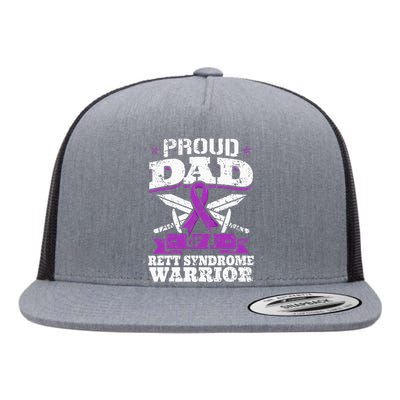 Proud Dad Of A Rett Syndrome Warrior RTT Awareness Daddy Flat Bill Trucker Hat