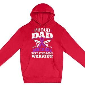 Proud Dad Of A Rett Syndrome Warrior RTT Awareness Daddy Premium Pullover Hoodie