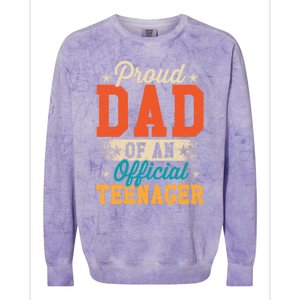 Proud Dad Of Teenager 13th Birthday Gift Boy Girl Colorblast Crewneck Sweatshirt