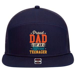 Proud Dad Of Teenager 13th Birthday Gift Boy Girl 7 Panel Mesh Trucker Snapback Hat