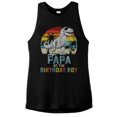 Papa Dinosaur Of The Birthday Matching Family Ladies PosiCharge Tri-Blend Wicking Tank